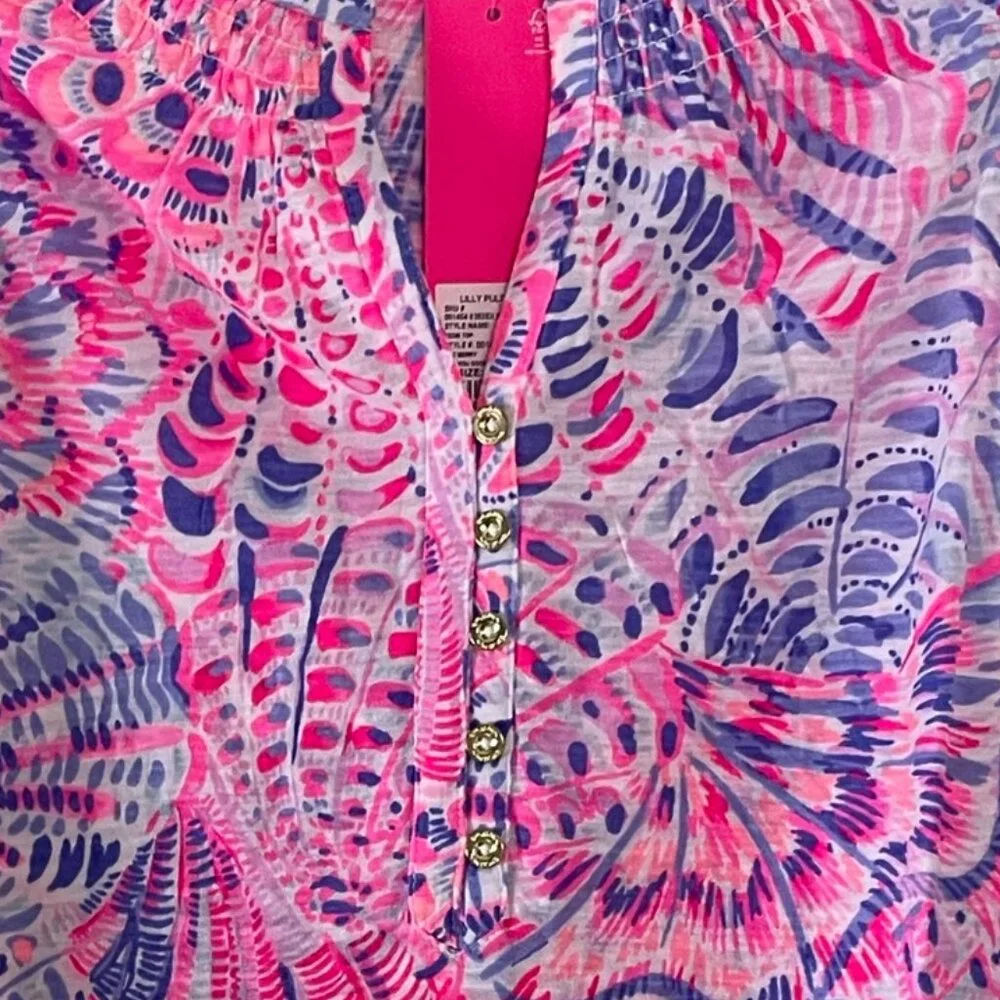 Lilly Pulitzer Essie Top Sleeveless V-Neck Pink Purple Size M Medium NWT - Picture 3 of 7
